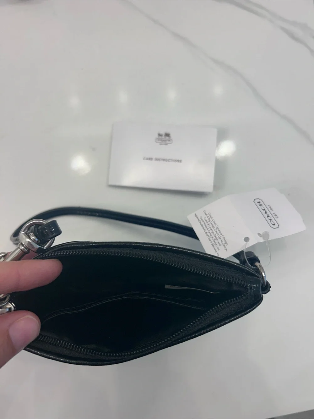 Coach Signature Jacquard Wristlet - Black and Cream